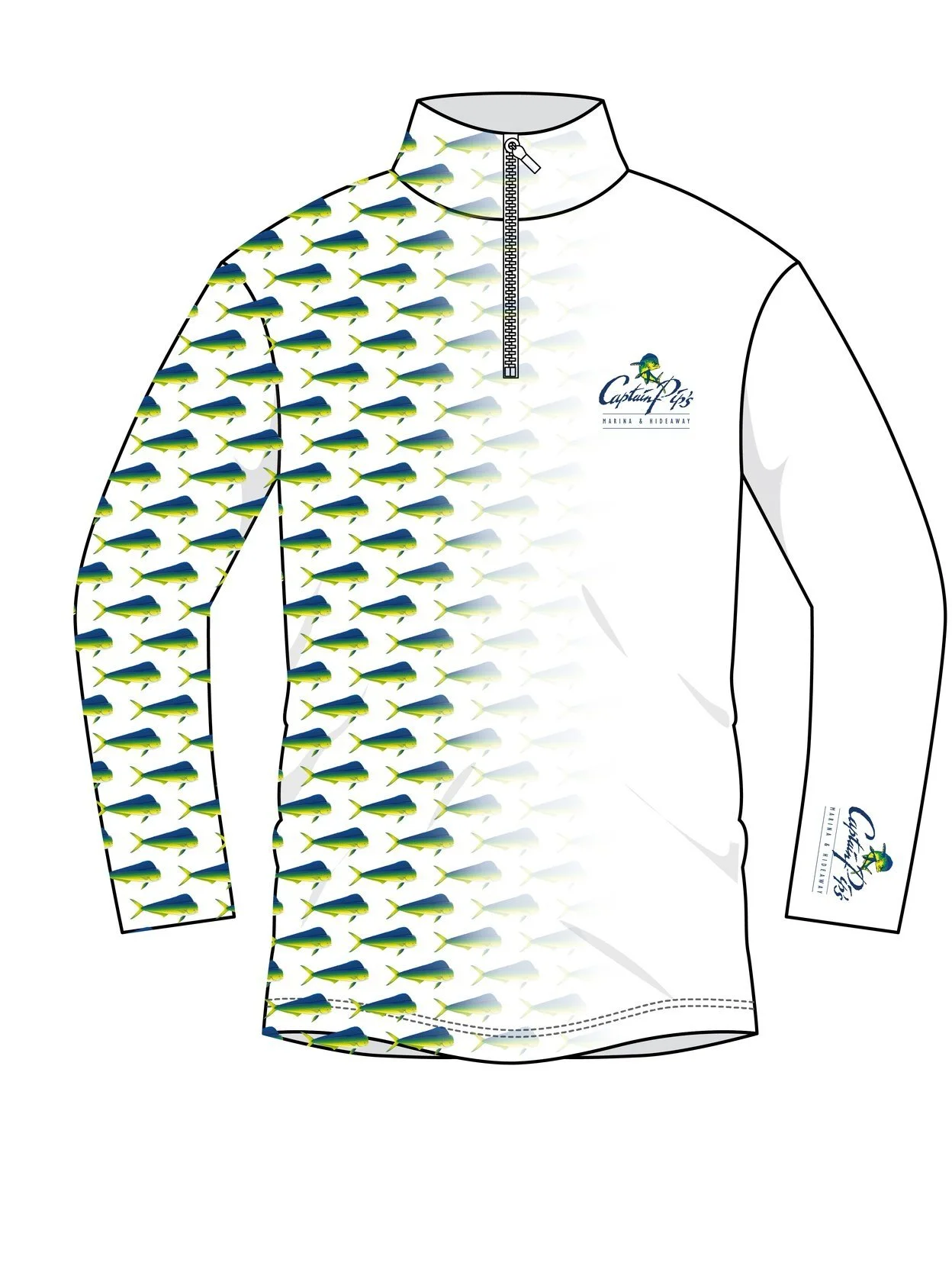 Mahi Mahi Fade- 1/4 Zip Longsleeve — Captain Pips Gift Shop